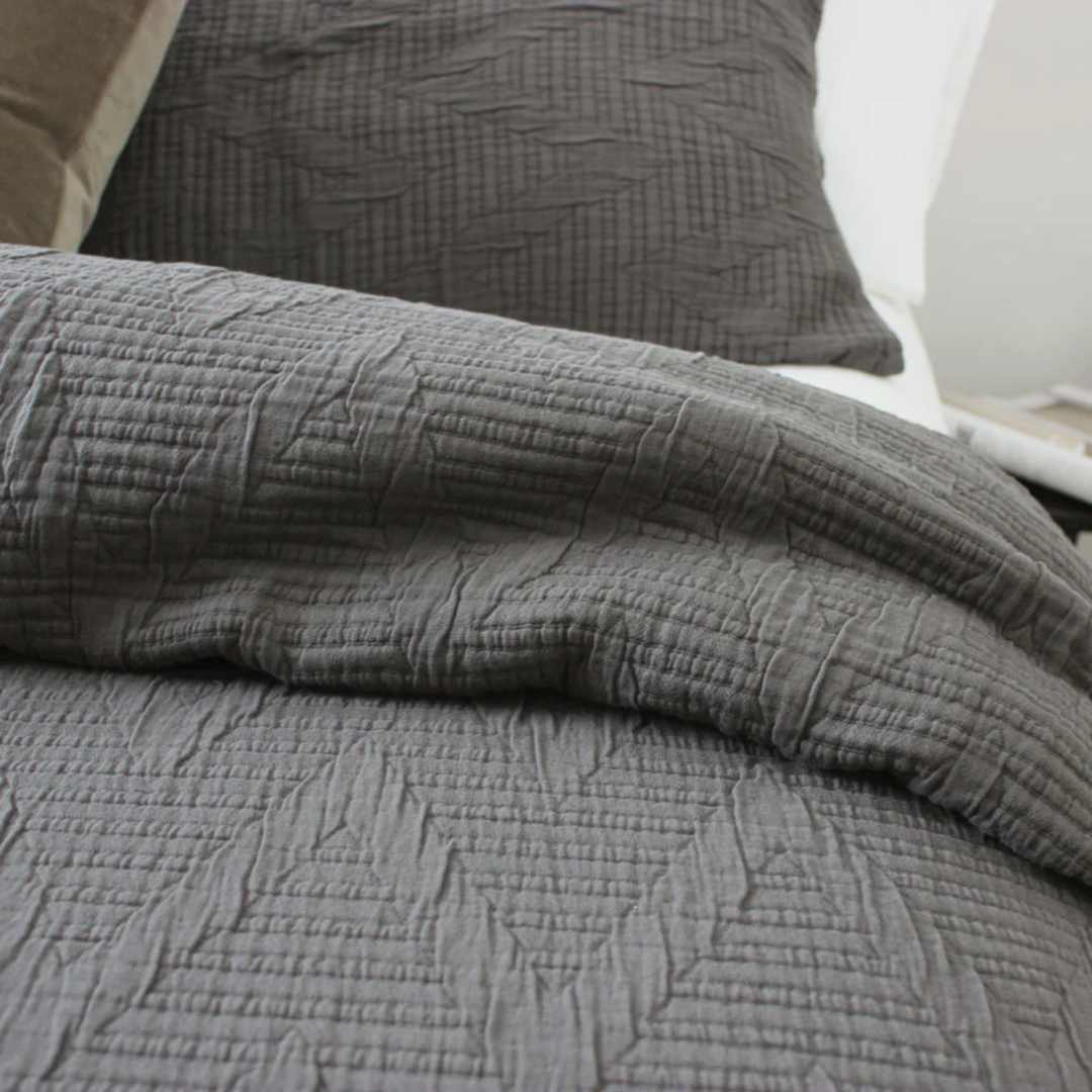 Seneca - Grande Bedspread and Coverlet Sets - Charcoal image 2